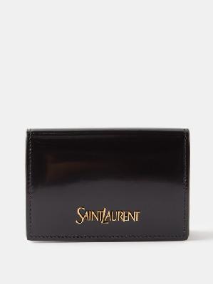 Saint Laurent - Logo-plaque Leather Bi-fold Cardholder - Womens - Black - ONE SIZE