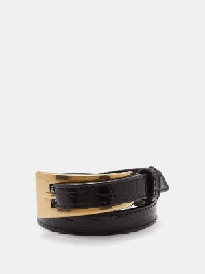 Saint Laurent - Buckled Leather Bracelet - Womens - Gold Black - M