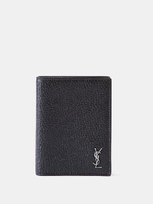 Saint Laurent - Cassandre Grained-leather Bi-fold Wallet - Mens - Black - ONE SIZE