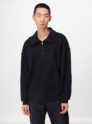 Saint Laurent - High-neck Cotton-jersey Half-zip Sweatshirt - Mens - Black - S