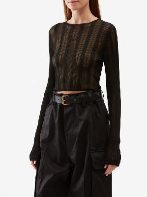 Saint Laurent - Sheer-stripe Knitted Top - Womens - Black - M