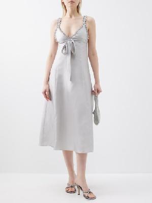 Saks Potts - Henriette Ruffled Silk Midi Dress - Womens - Grey - M