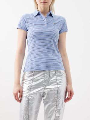 Saks Potts - Venus Striped Cotton-piqué Polo Shirt - Womens - Blue Stripe - M