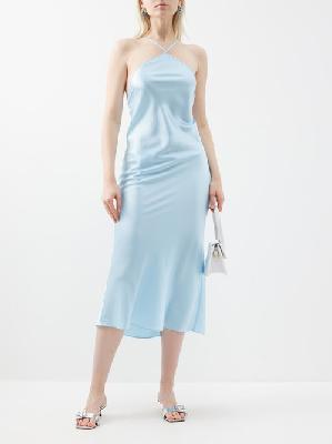 Saks Potts - Sno Halterneck Silk-satin Dress - Womens - Light Blue - L