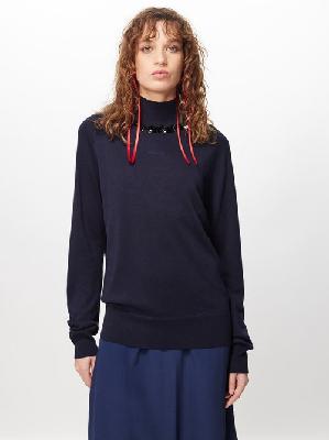 Shushu/tong - Roll-neck Sequinned Silk-blend Sweater - Womens - Navy - 8 UK