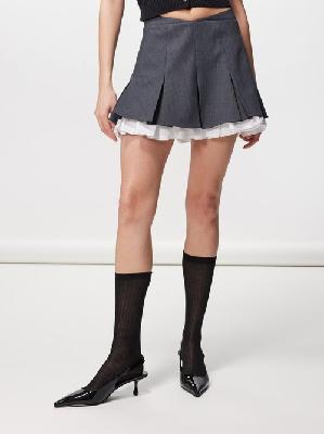 Shushu/tong - Double-layered Twill Mini Skirt - Womens - Grey - 10 UK