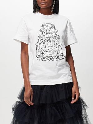 Simone Rocha - Cake-print Cotton-jersey T-shirt - Womens - White - L