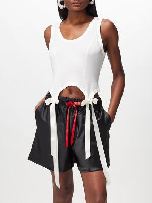 Simone Rocha - Bow-embellished Cotton-jersey Tank Top - Womens - White - XS
