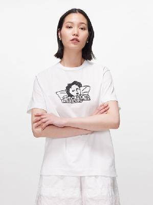 Simone Rocha - Angel Baby-print Cotton-jersey T-shirt - Womens - White - XL