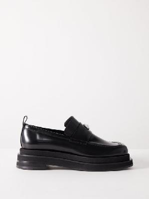 Simone Rocha - Heart-toe Leather Platform Loafers - Womens - Black - 38 EU/IT