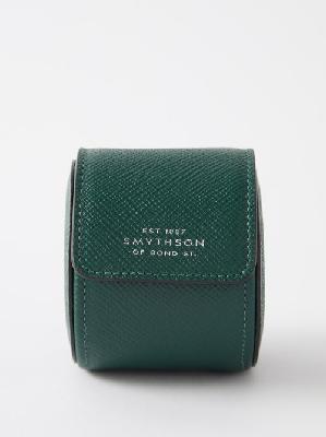 Smythson - Panama Leather Watch Roll - Mens - Dark Green - ONE SIZE