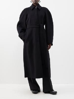 Sportmax - Belted Wool-blend Trench Coat - Womens - Black
