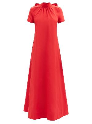 Staud - Ilana Tie-neck Cotton-blend Grosgrain Dress - Womens - Red - XS