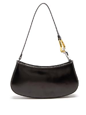 Staud - Ollie Polished-leather Shoulder Bag - Womens - Black - ONE SIZE
