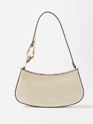Staud - Ollie Polished-leather Shoulder Bag - Womens - White - ONE SIZE