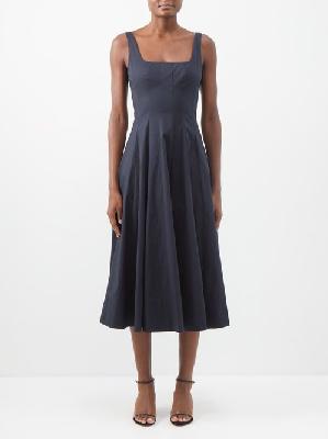 Staud - Wells Square-neck Cotton-blend Dress - Womens - Black - 12 US