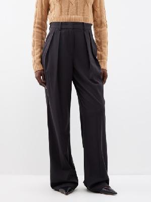 Staud - Luisa Pleated Wide-leg Trousers - Womens - Black - 10 US