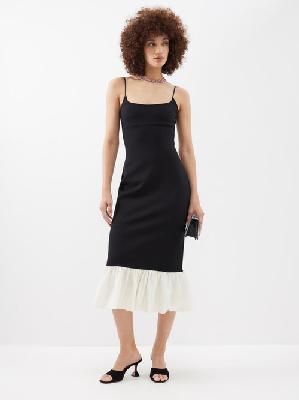 Staud - Faridah Bubble-hem Jersey Slip Dress - Womens - Black White - L