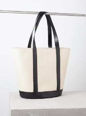 Staud - Allora Leather Tote Bag - Womens - Cream Black - ONE SIZE
