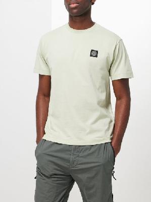Stone Island - Logo-patch Cotton-jersey T-shirt - Mens - Light Green - S