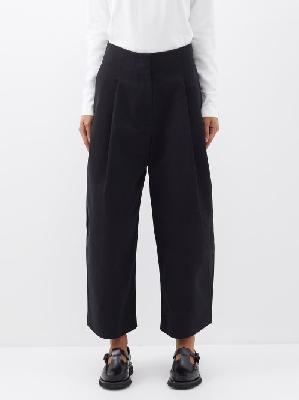 Studio Nicholson - Dordoni Pleated Cotton-twill Trousers - Womens - Black - 0