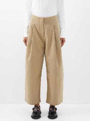 Studio Nicholson - Dordoni Pleated Cotton-twill Trousers - Womens - Tan - 1
