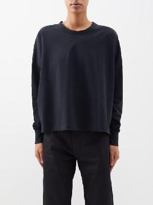 Studio Nicholson - Loop Dropped-shoulder Cotton Long-sleeved T-shirt - Womens - Black - 1