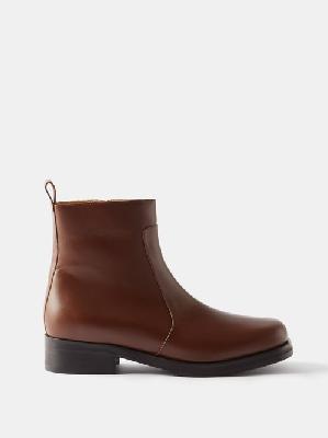 Studio Nicholson - Leather Square-toe Boots - Mens - Brown - 40 EU