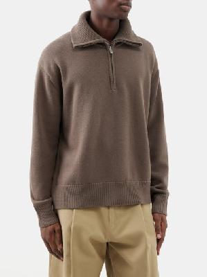 Studio Nicholson - Zip-neck Merino-blend Sweater - Mens - Brown - L