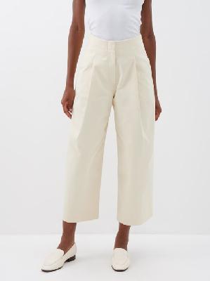 Studio Nicholson - Dordoni Cropped Cotton-twill Wide-leg Trousers - Womens - Cream - 00