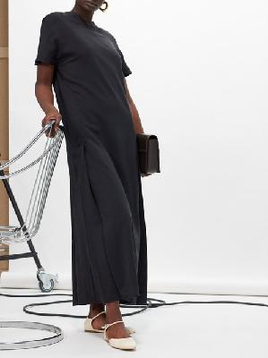 Studio Nicholson - Kaplan Pleated Crepe Maxi Dress - Womens - Dark Navy - 1
