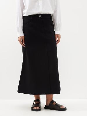 Studio Nicholson - Baringo A-line Denim Midi Skirt - Womens - Black - 2
