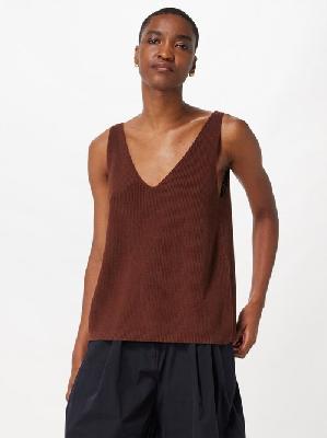 Studio Nicholson - Bara Ribbed-knit Cotton Vest - Womens - Brown - 0
