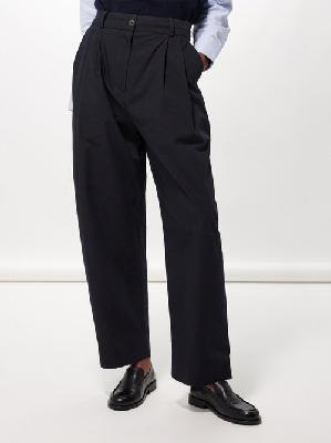 Studio Nicholson - Acuna Double-pleat Cotton-twill Trousers - Womens - Dark Navy - 0