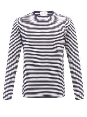 Sunspel - Striped Cotton-jersey Long-sleeved T-shirt - Mens - Navy White - XL