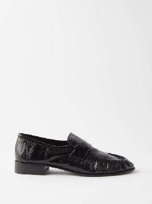 The Row - Gathered Eel Leather Loafers - Womens - Black - 36 EU/IT