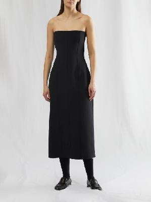 The Row - Melonia Strapless Scuba Midi Dress - Womens - Black - L