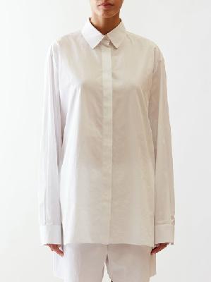 The Row - Derica Concealed-button Cotton-poplin Shirt - Womens - White - 0 US