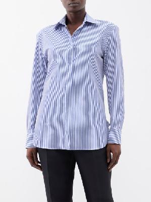 The Row - Derica Striped Cotton-poplin Shirt - Womens - Blue - 0 US