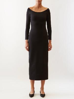 The Row - Boat-neck Crepe Midi Dress - Womens - Black - XL