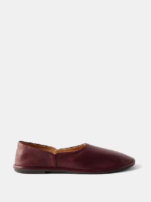 The Row - Canal Collapsible-heel Leather Loafers - Womens - Dark Burgundy - 37.5 EU/IT