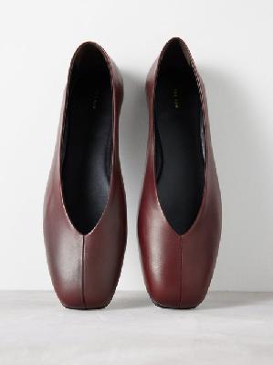 The Row - Eva Two Nappa Leather Ballet Flats - Womens - Dark Burgundy - 36 EU/IT