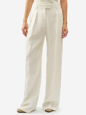 The Row - Antone Pleated Wide-leg Trousers - Womens - Ivory - 0 US
