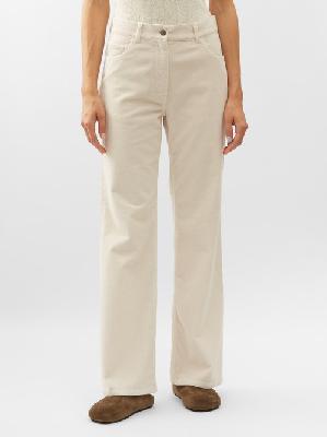 The Row - Dan Cotton-blend Corduroy Straight-leg Trousers - Womens - Ivory - 10 US