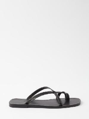 The Row - Link Topstitched Leather Sandals - Womens - Black - 35.5 EU/IT