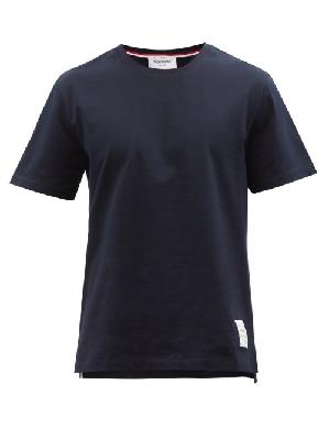 Thom Browne - Slit-hem Cotton-jersey T-shirt - Mens - Navy - 2