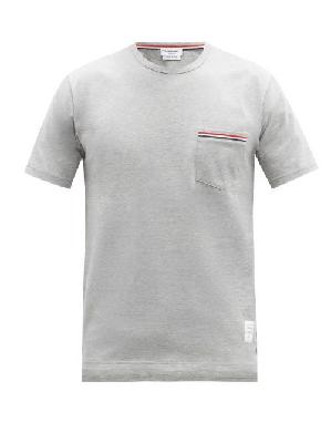 Thom Browne - Tricolour-stripe Cotton-jersey T-shirt - Mens - Grey - 00