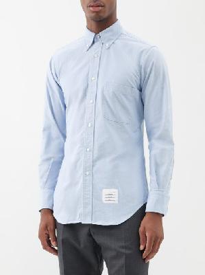 Thom Browne - Tricolour-placket Cotton Oxford Shirt - Mens - Light Blue - 0