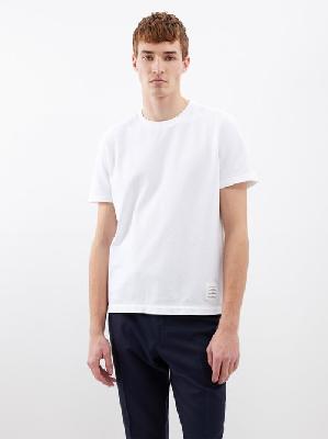 Thom Browne - Tricolour-stripe Cotton-piqué T-shirt - Mens - White - 2