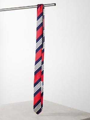 Thom Browne - Stripe-jacquard Silk-blend Tie - Mens - Red Stripe - ONE SIZE